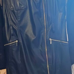 Black Leather Dress with Sleek Design and Full-Length Zipper